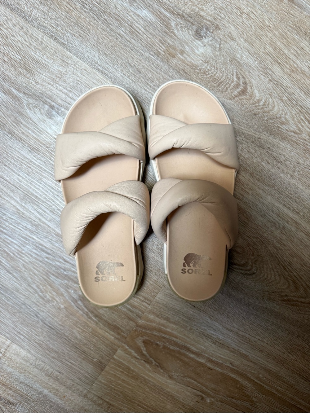 Sorel Women's Taupe Double-Strap Slide Sandals